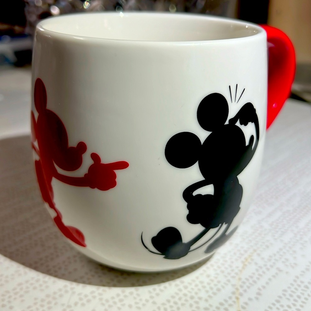DISNEY Mickey Mouse Red & Black Logo Porcelain Coffee Mug